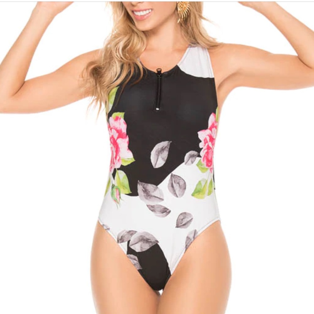 PHAX 1 piece bathing suit floral print size medium